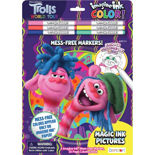 Imagine Ink&#xAE; COLOR! Trolls World Tour Mess Free Coloring Pad &#x26; Marker Set